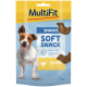 MultiFit Soft Snack Hühner-Leckerlitasche mit lächelndem Jack Russell, Text 'SNACKS', 'SOFT SNACK', 'HUHN/CHICKEN', 70 g