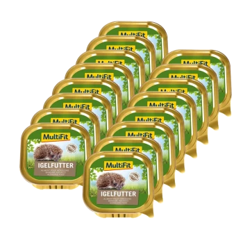 Image d'un produit alimentaire pour animaux avec une étiquette verte vibrante mettant en avant des ingrédients naturels, présenté dans un contenant doré.