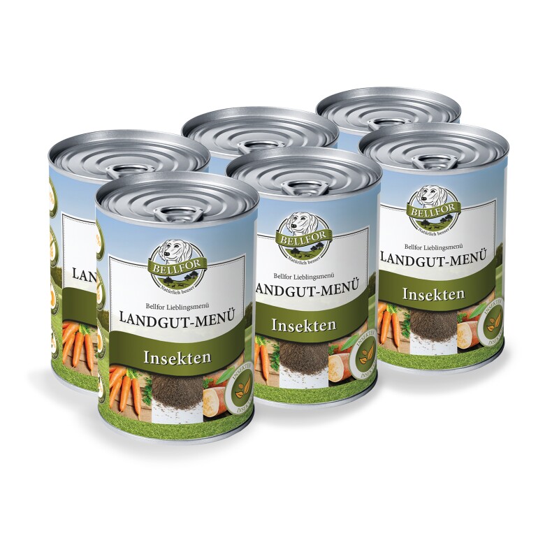 Bellfor Hundefutter Nass mit Insekten Landgut-Menü - 6x400g