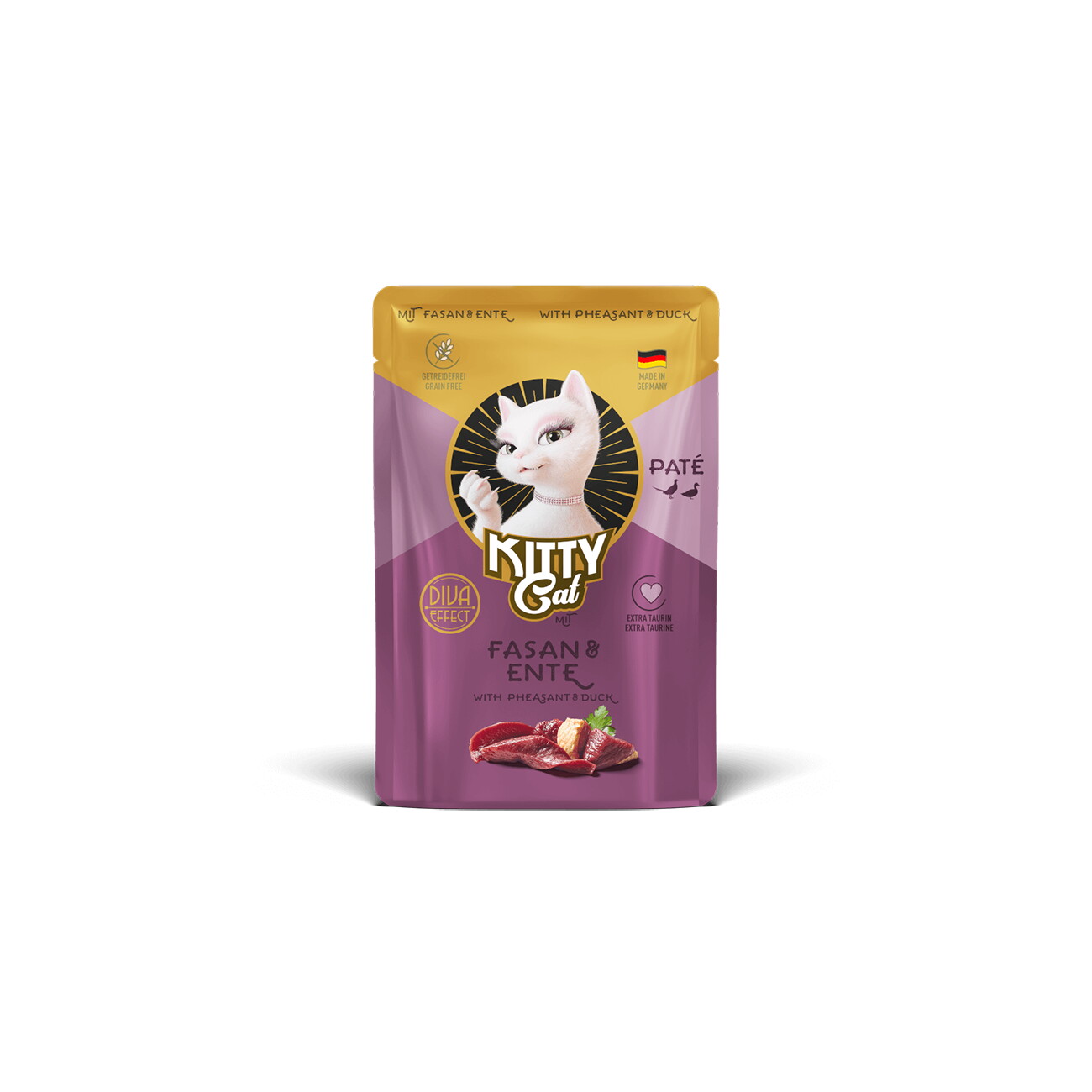 KittyCat Nassfutter Katze, Adult, Paté Ente und Fasan 6x85 g