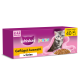 Whiskas Junior Kätzchenfutter-Megapack (40) lila-rosa Schachtel mit Kätzchen, beschriftet mit 'Geflügel Auswahl in Gelee' und '2–12 Monate'