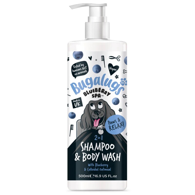 Bugalugs Blueberry Spa Hundeshampoo mit Blaubeere & Hafer – Sanfte Reinigung & Fellpflege 500ml