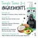 Bugalugs "Tangle Tame 3-in-1" Flasche, die Avocado-, Kokosnuss-, Orange-, Zitrone- und Zedernholzöle mit aufgeführten Vorteilen hervorhebt.