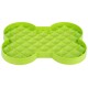 Grüne, knochenförmige Slow-Feeder-Hundenapf mit erhöhten Rillen zum Verlangsamen des Fressens, Markenname "slodog" an der Seite sichtbar.
