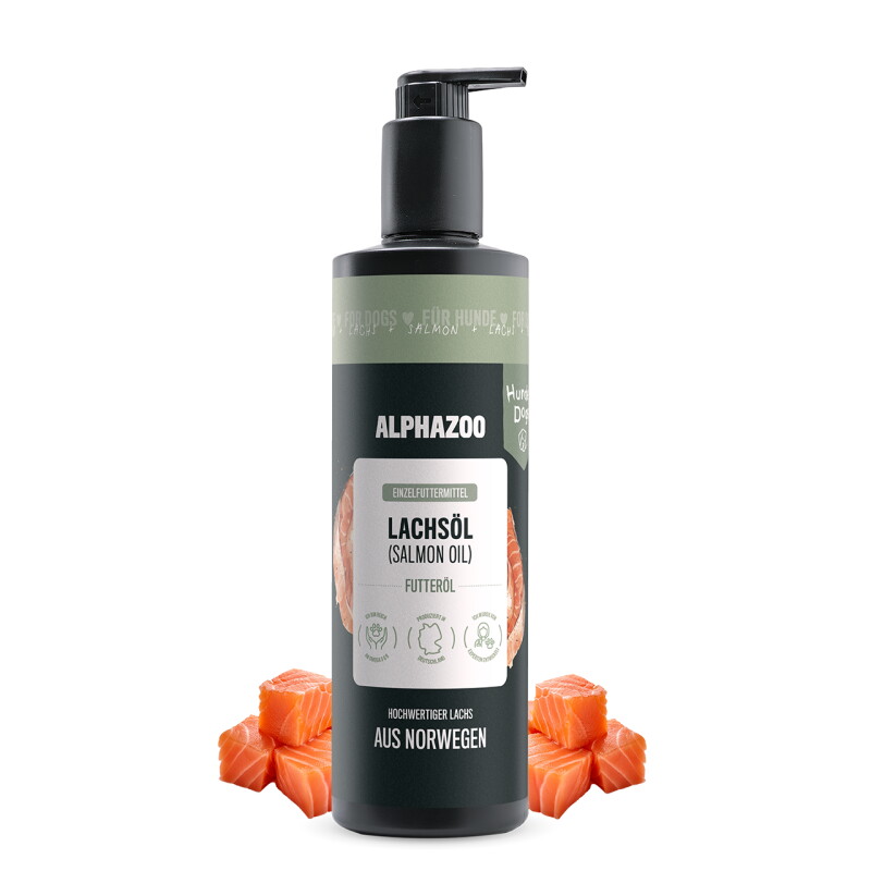ALPHAZOO Premium Lachsöl für Hunde I Natürliches Omega-3 Fischöl 500 ml
