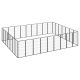 Ein schwarzes Metall-Haustier-Spielgehege mit mehreren Paneelen, die in rechteckiger Form angeordnet sind, ideal zur sicheren Unterbringung von Haustieren.