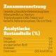 Zutaten und Nährwertinformationen für Hundefutter, einschließlich Protein (9,6%), Fett (1,8%) und Kalorien (320 kcal/100 g).