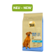 Select Gold Maxi Adult Sensitive Hundefutterbeutel, 25 kg, mit einer Illustration eines braunen Hundes und Text, der Insektenprotein und optimale Ernährung hervorhebt.