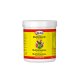 Behälter mit Quiko Multivitamin für Vögel, mit einem bunten Etikett mit Bildern verschiedener Vögel und Text in mehreren Sprachen.