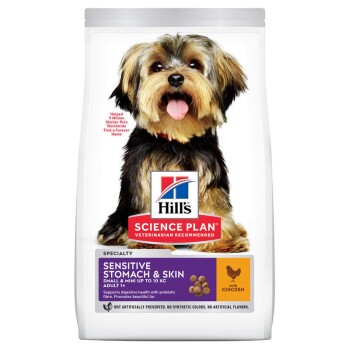 Science Plan Small & Miniature Senior, Adult 1+, Sensitive Stomach and Skin, Chicken 1.5 kg