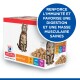 Une boîte de nourriture pour animaux de compagnie Hill's Science Plan présentant un chat tigré, avec un texte mettant en avant les avantages pour l'immunité, la digestion et la masse musculaire.