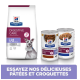 Emballage de nourriture pour chiens Hill's Prescription Diet Digestive Care avec un sac de nourriture sèche, deux boîtes, image de schnauzer, et texte promotionnel en français.