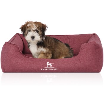 Orthopädisches Wasserabweisendes Hundebett Malou aus Velours mit Handwebcharakter rot M-L