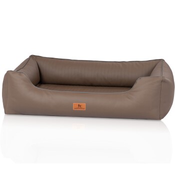 orthopädisches Hundebett aus Kunstleder Lovelock gelbbraun M-L