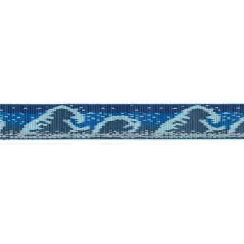Blaue Haustierleine mit einem Wellenmuster in verschiedenen Blautönen und Grau, entworfen für Stil und Haltbarkeit.