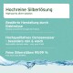 Hochreine Silberlösung mit Text, der die zuverlässige Produktion durch Elektrolyse, hochwertiges Osmosewasser und feine Silberstäbe 99,99 % hervorhebt.