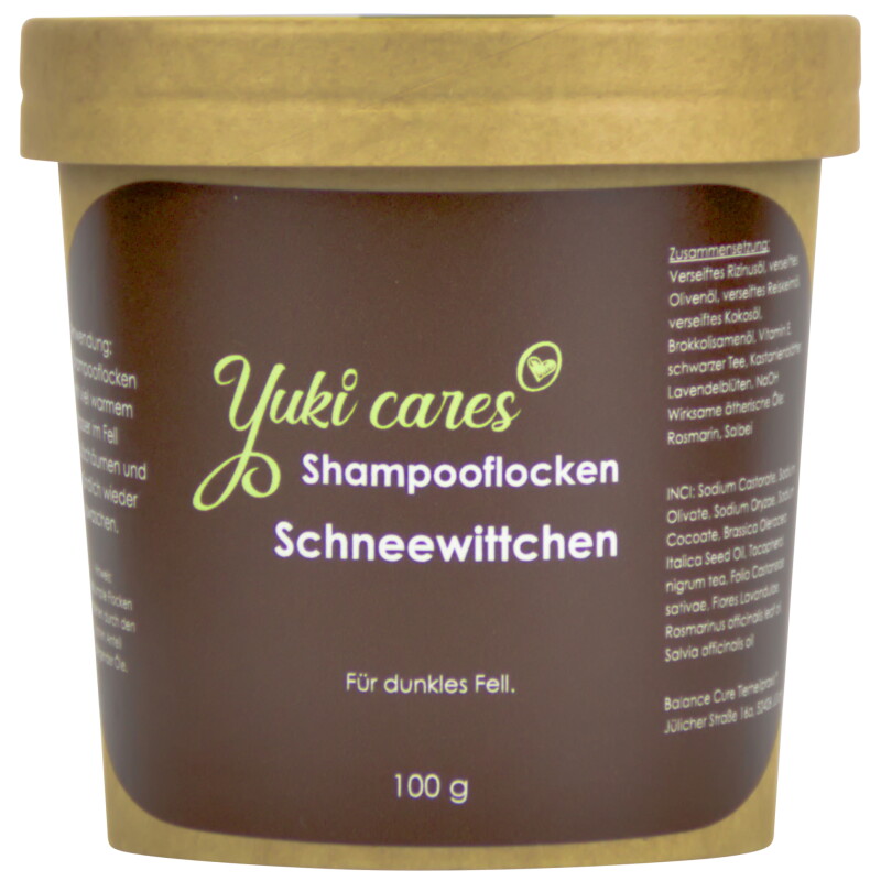 Yuki Cares Shampooflocken Schneewittchen für dunkles Fell, 100g