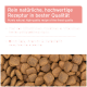 Ein großer brauner Hund auf einem Feld mit dem Text "AniForte" und "Für Hunde", plus Fütterungsempfehlungen nach Gewicht.