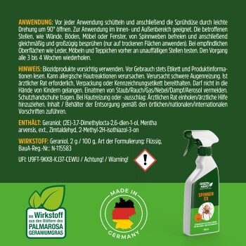 Bild von GREEN HERO Schädlingsbekämpfungsmitteln für Spinnen, Mäuse, Bettwanzen und Marder, mit einem Banner, das sagt: "Alle unsere Repellentien bestehen aus ätherischen Ölen!"
