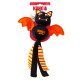 KONG Wubba bat dog toy: black smiling bat with orange wings, striped legs, and "KONG wubba" logo on body.
