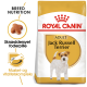 Sac de nourriture pour chiens Royal Canin pour Jack Russell Terriers adultes, présentant une image de chien, des détails sur la nutrition de la race et une forme de croquette adaptée.