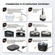 Installation in 6 einfachen Schritten – Infografik des Trinkbrunnens für Haustiere zeigt Filter, Pumpe, Tank, Reservoir und Netzkabel.