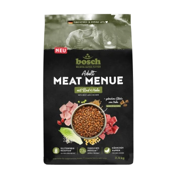 Bosch Adult Meat Menue Hundefutterbeutel — mit Rind & Huhn, 2,5 kg, glutenfreie Rezeptur, 73 % tierisches Protein, NEU.