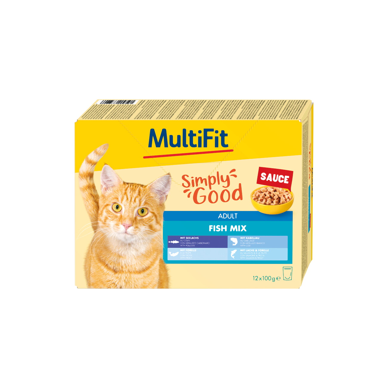 MultiFit Nassfutter Katze Adult, Fish Mix - Simply Good, in Sauce, Multipack