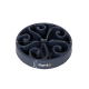 Eine dunkelblaue langsame Fressschüssel mit spiralförmigem Design, mit einem Durchmesser von 20 cm und einer Höhe von 5 cm, beschriftet mit "lionto."