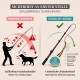 Kundenbewertungen für ein Haustierprodukt, mit positiven Rückmeldungen und Sternebewertungen, mit einer Person und einem Hund im Hintergrund.