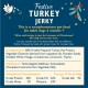 Festive Turkey Jerky für erwachsene Hunde ab 4 Monaten, mit 68 % Truthahn, mit Zutaten und Nährwertinformationen angezeigt.