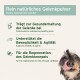 Glücklicher Hund mit herausgestreckter Zunge, der ein Gelenkpulver bewirbt. Der Text listet Vorteile auf: unterstützt die Gelenkgesundheit, Mobilität und Knorpel.