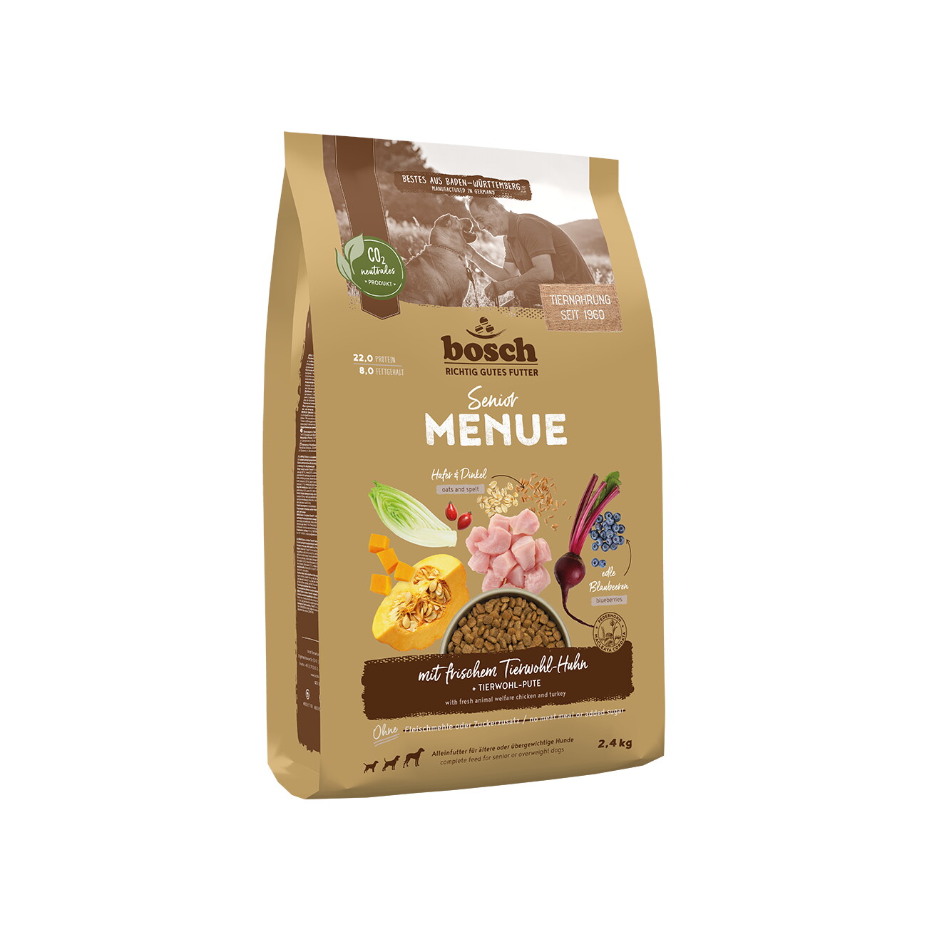 bosch HPC Trockenfutter Hund Senior Menue Tierwohl-Huhn 2,4 kg