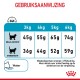 Voedingsrichtlijnen voor katten op basis van gewicht, met ideale en overgewicht porties in grammen voor katten van 3 kg tot 6 kg, met een watericoon.