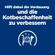 Text auf Deutsch auf blauem Hintergrund: "Hilft dabei die Verdauung und die Kotbeschaffenheit zu verbessern" mit Katzen-Symbol.