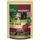 Real Nature Wilderness "Pure Horse" vlees snack verpakking met 100% paard inhoud en afbeeldingen van zachte, sappige paardenvlees stukjes.
