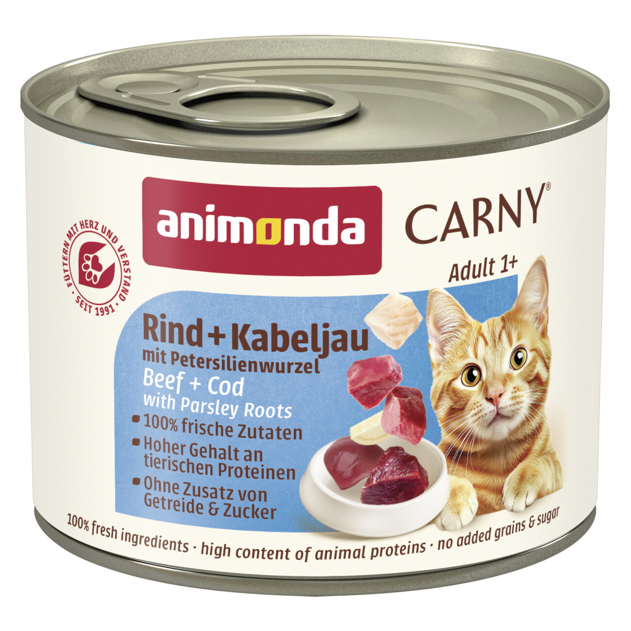 animonda Carny Nassfutter Katze Adult Rind und Kabeljau mit Petersilienwurzel 6x200 g