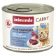 Dose Animonda CARNY Katzenfutter: Rind + Kabeljau mit Petersilienwurzeln, Adult 1+, Bild einer orangefarbenen Katze