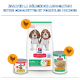Sac pour chiots Hill's Science Plan avec deux beagles, deux boîtes de nourriture humide au poulet, et en-tête français « ESSAYEZ LA DÉLICIEUSE... »