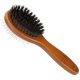 A wooden pet grooming brush with a mix of bristles and pins, designed for effective brushing and detangling.