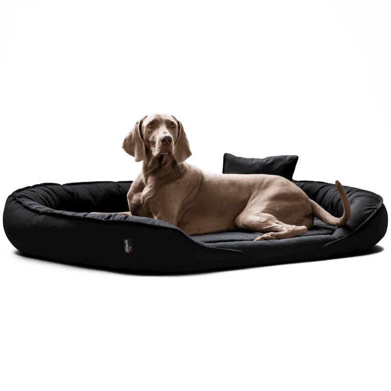 Tierlando CLARISSA - Orthopädisches Hundebett aus robustem, waschbarem Baumwollstoff schwarz/ graphit 1,15 m, 20 cm, 90 cm