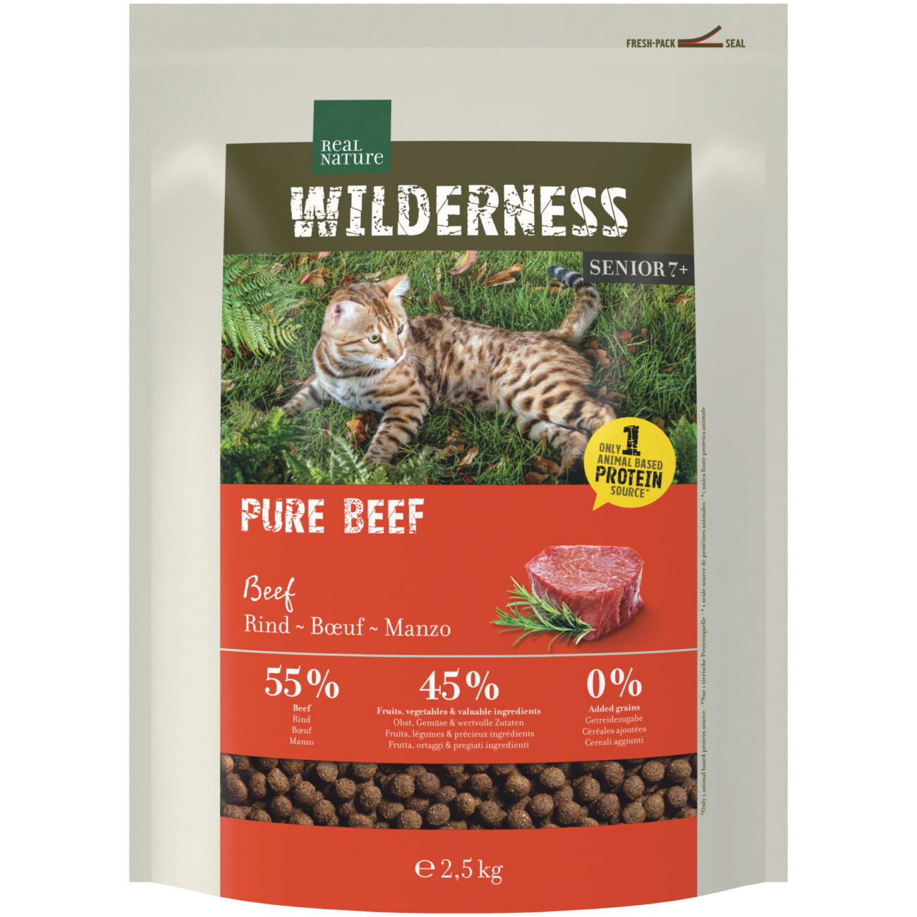 REAL NATURE Wilderness Trockenfutter Katze Senior Pure Beef 2,5 kg