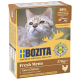 Pudełko karmy dla kotów Bozita Fresh Menu z zbliżeniem twarzy kota, oznaczone "Extra Chicken" z 89% składników pochodzenia zwierzęcego, 370g.
