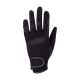 Schwarze Haustierpflegehandschuh mit strukturiertem Griff, atmungsaktivem Mesh und verstellbarem Handgelenkriemen, entworfen für eine einfache Handhabung von Haustieren.