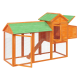 Holz-Hundehütte für den Außenbereich mit grünen Dächern, Drahtgitterseiten und einem geräumigen Auslaufbereich, ideal für kleine Tiere.