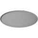 Gray, round pet food or water dish with a raised edge, designed for easy cleaning and stability.