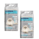 Deux sacs de litière pour chat PREMIERE non agglomérante avec un chat blanc duveteux sur le devant, avec un texte mettant en avant le zéolite absorbant les odeurs.