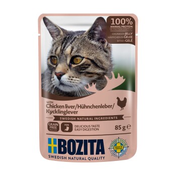 BOZITA Bouchées en gelée 12 x 85 g Foie de poulet