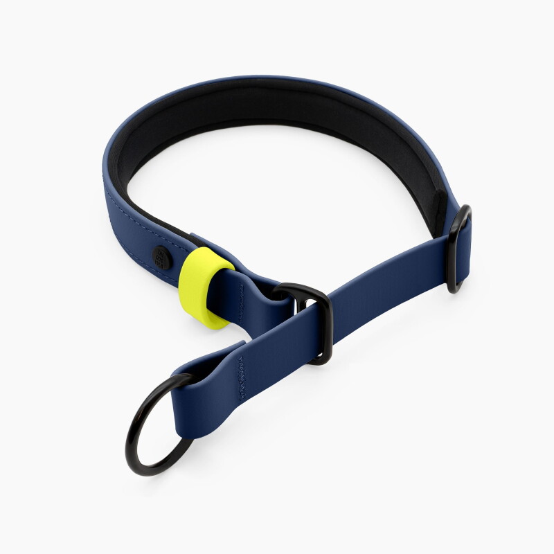 THE DOG IDEA Zugstopp Halsband Navy neon gelb XS