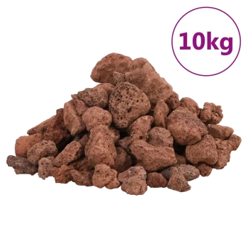 Ein Haufen vulkanischen Gesteins, beschriftet mit "10kg", vor einem weißen Hintergrund ausgestellt, geeignet für Haustierlebensräume oder Landschaftsgestaltung.
